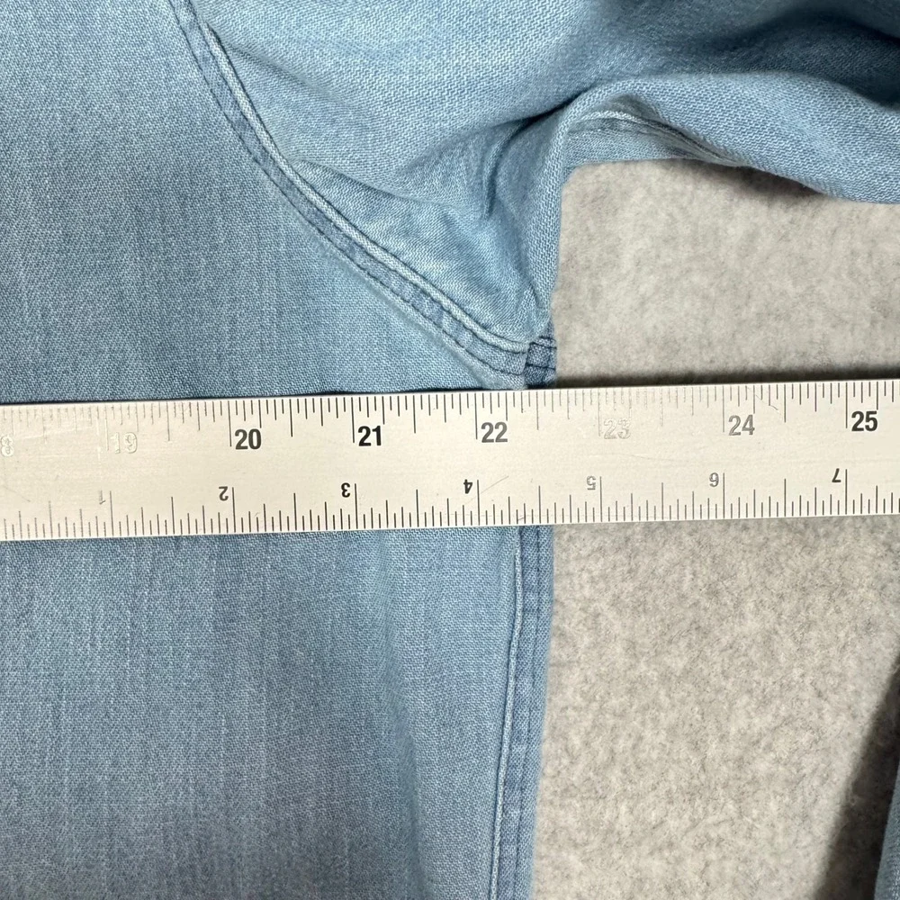Wythe Western Washed Indigo Denim Long Sleeve Pearl Snap Large Mens L